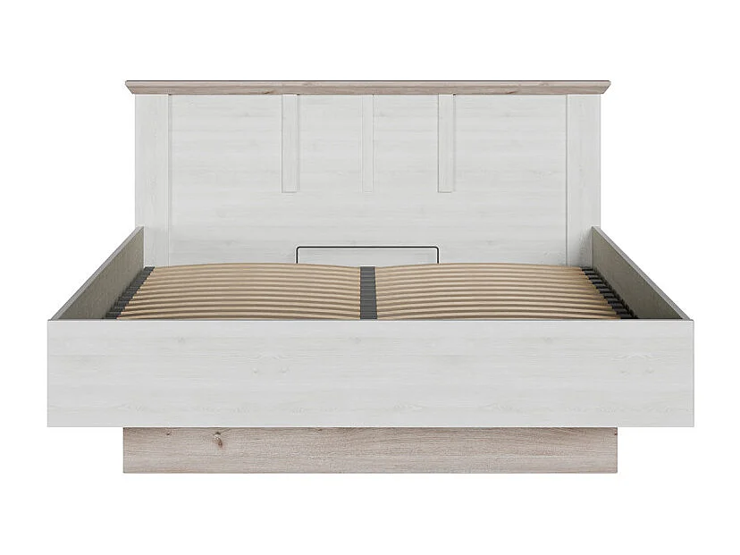 Lit coffre 160 x 200 cm tête de lit décor chêne blanchi – ANGELE