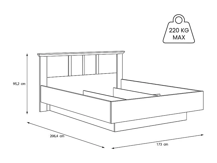 Lit coffre 160 x 200 cm tête de lit décor chêne blanchi – ANGELE