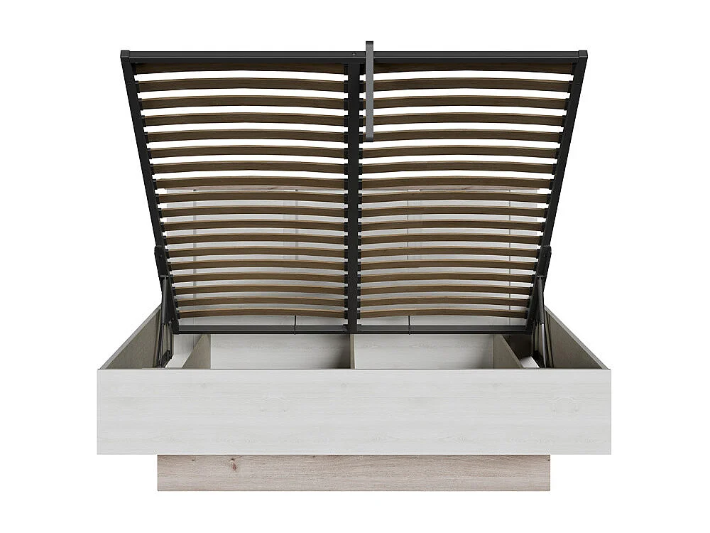 Lit coffre 160 x 200 cm tête de lit décor chêne blanchi – ANGELE