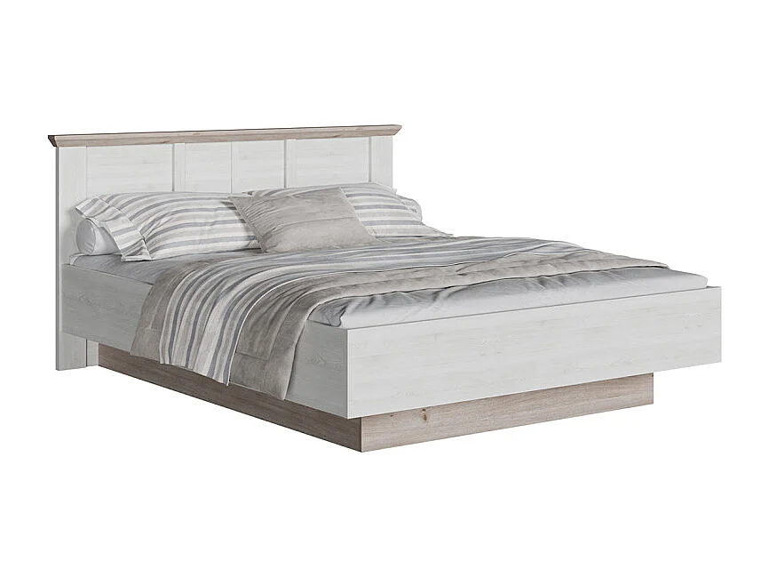 Lit coffre 160 x 200 cm tête de lit décor chêne blanchi – ANGELE