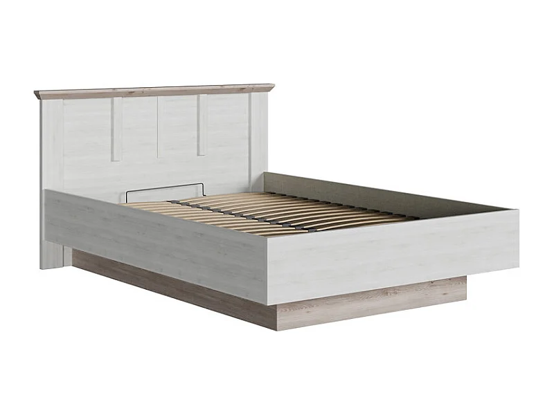 Lit coffre 140 x 200 cm tête de lit décor chêne blanchi – ANGELE