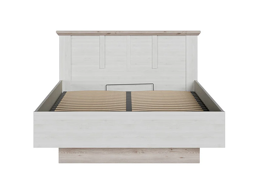 Lit coffre 140 x 200 cm tête de lit décor chêne blanchi – ANGELE