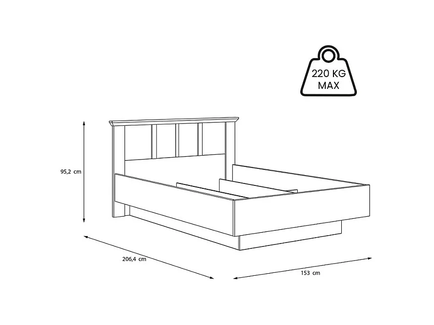 Lit coffre 140 x 200 cm tête de lit décor chêne blanchi – ANGELE