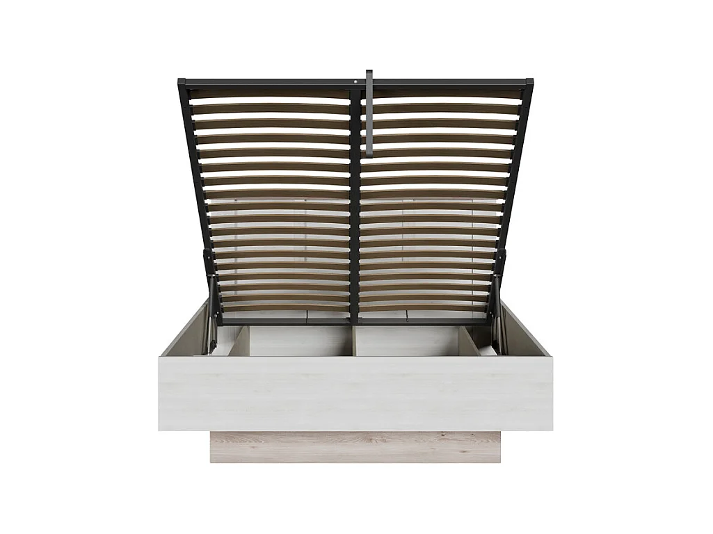 Lit coffre 140 x 200 cm tête de lit décor chêne blanchi – ANGELE