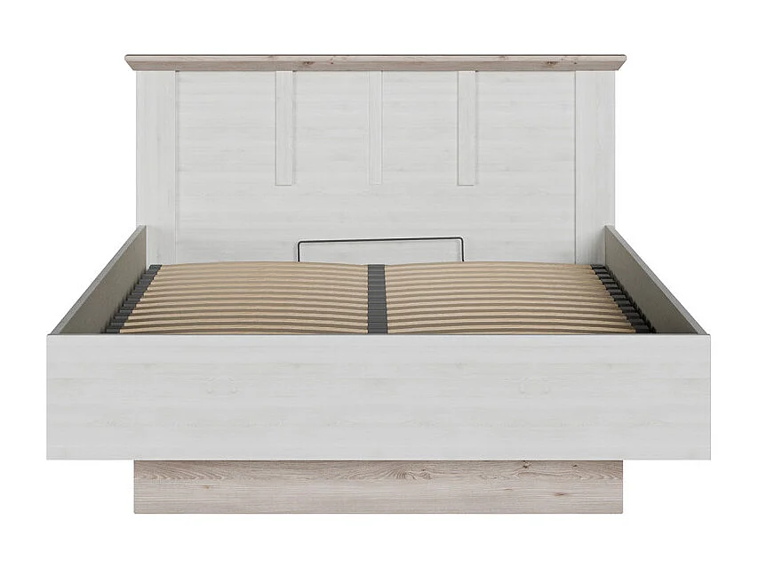 Lit coffre 140 x 200 cm tête de lit décor chêne blanchi – ANGELE