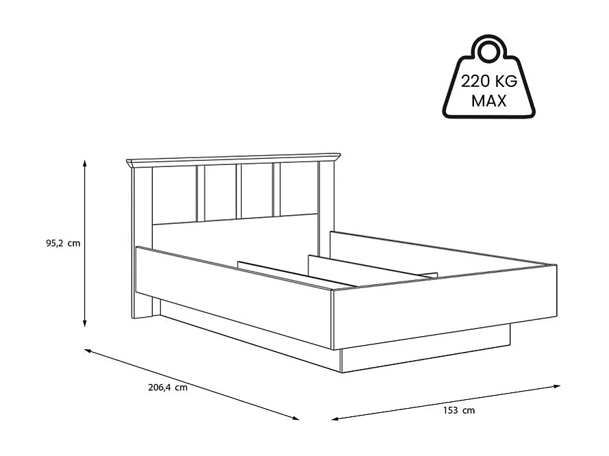 Lit coffre 140 x 200 cm tête de lit décor chêne blanchi – ANGELE