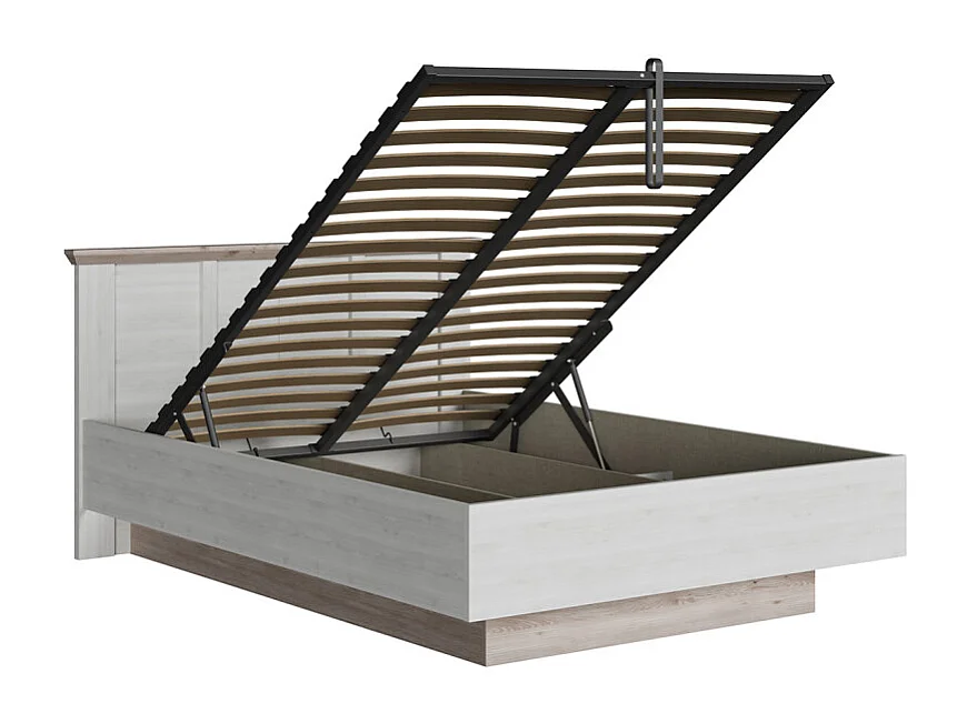 Lit coffre 140 x 200 cm tête de lit décor chêne blanchi – ANGELE