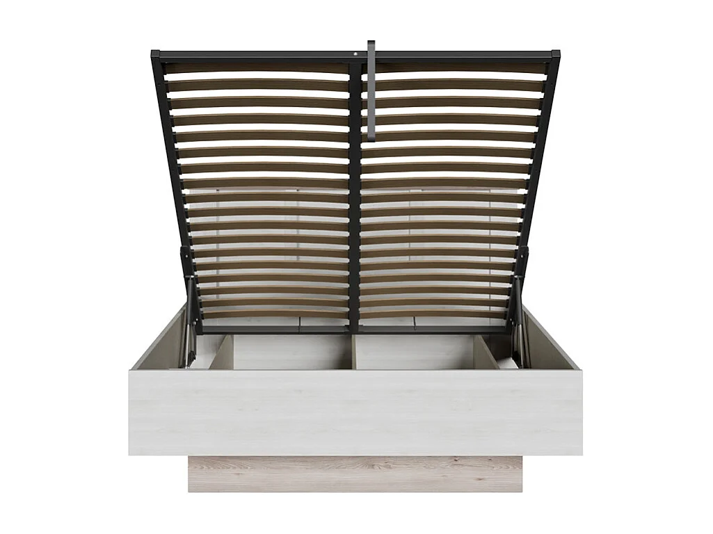 Lit coffre 140 x 200 cm tête de lit décor chêne blanchi – ANGELE