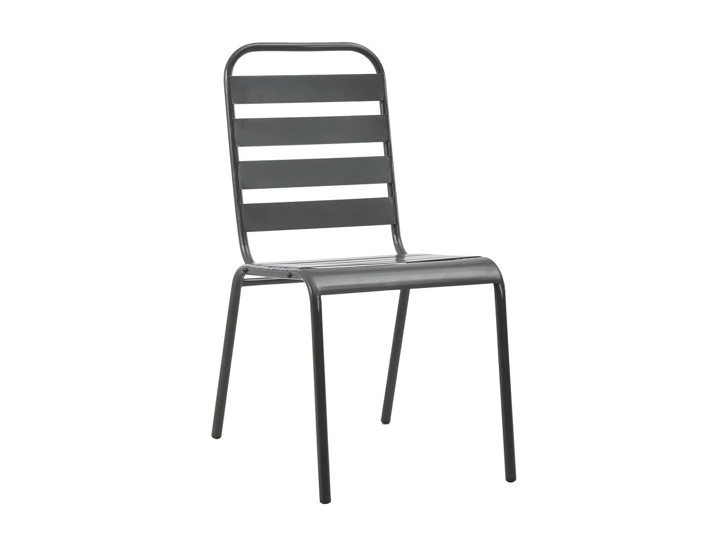 Set Sedie Giardino Impilabili 7pz Antracite Acciaio Verniciato