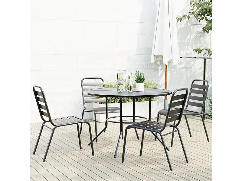Ensemble de chaises de jardin empilables 5 pcs anthracite