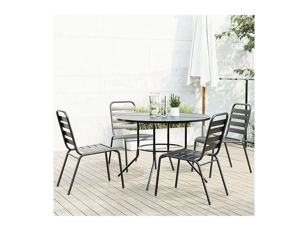 Ensemble de chaises de jardin empilables 5 pcs anthracite
