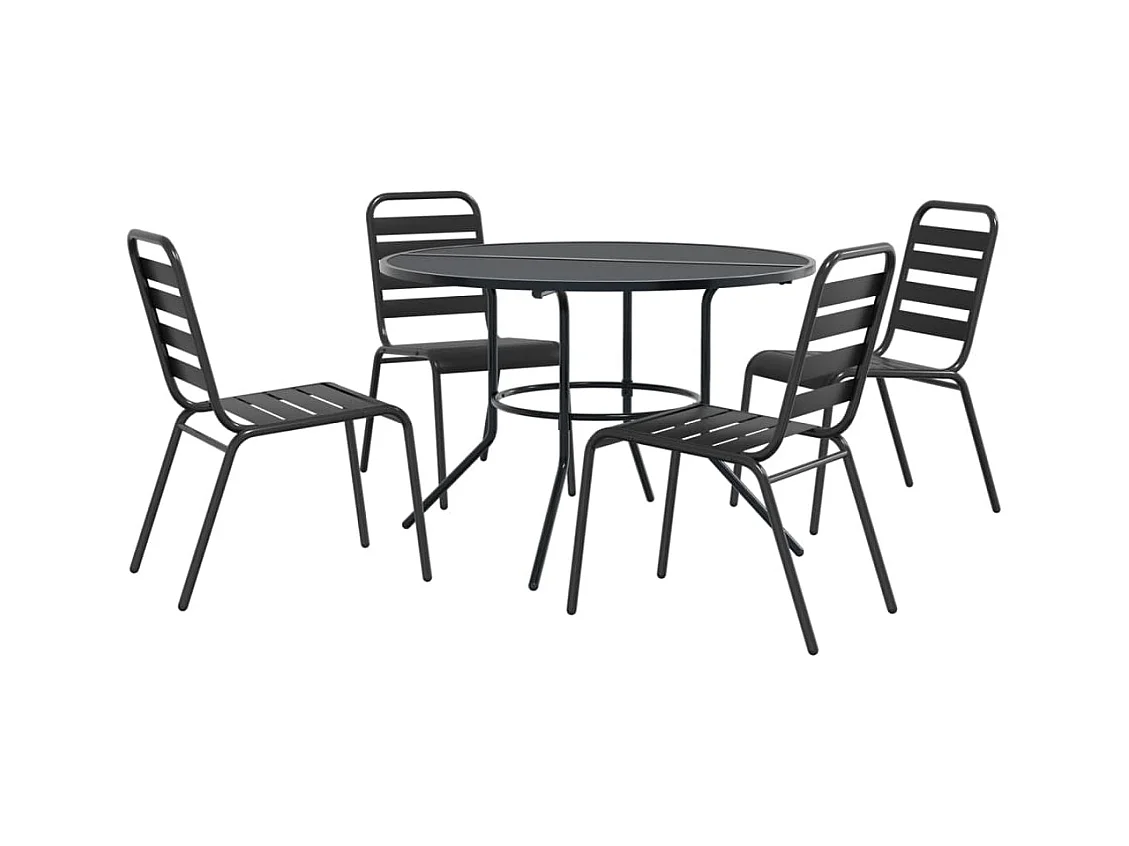 Ensemble de chaises de jardin empilables 5 pcs anthracite