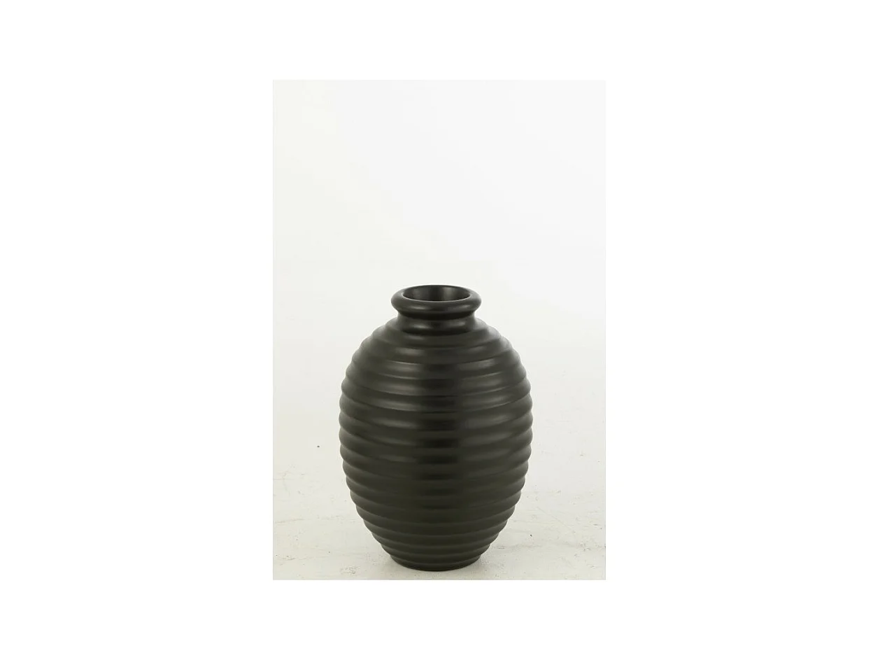 Cache-pot ovale en poterie noir 35x35x52 cm