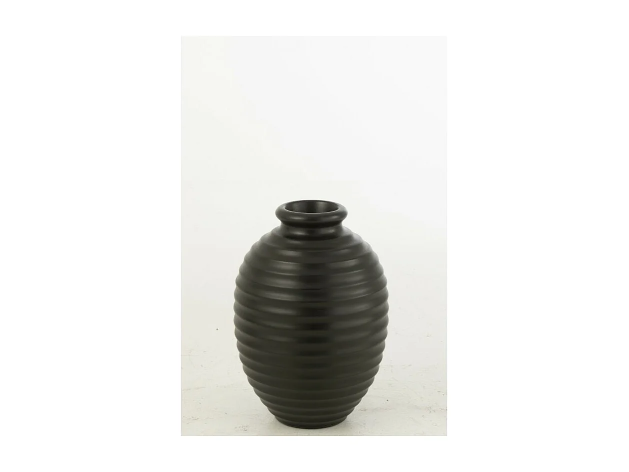 Cache-pot ovale en poterie noir 35x35x52 cm