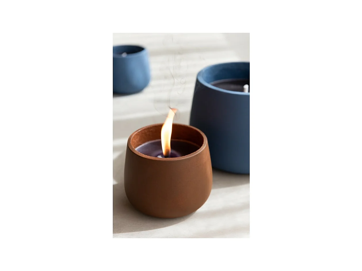 Candela da esterno 48H in ceramica marrone 20,5x20,5x16 cm