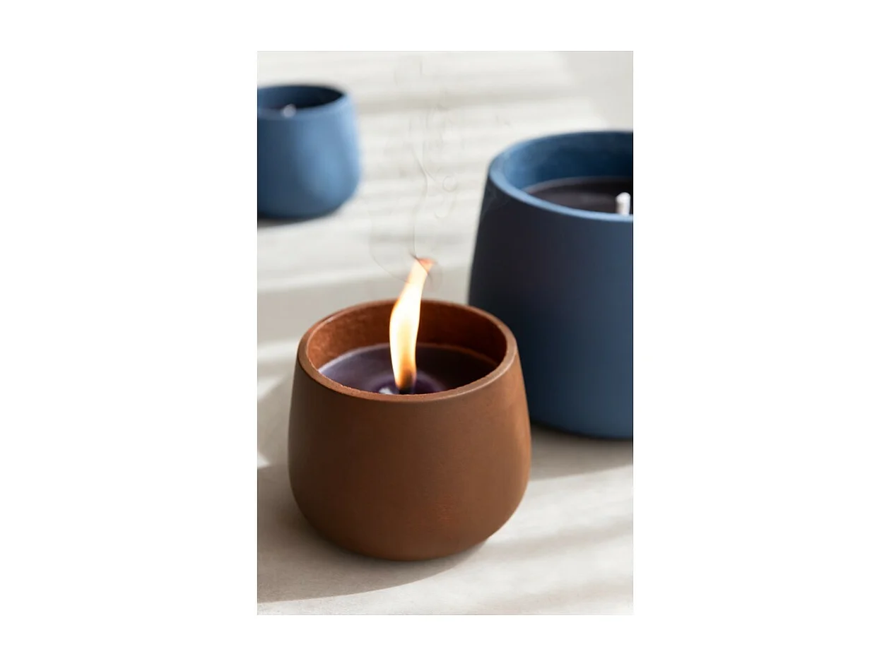 Candela da esterno 31h in ceramica marrone 18x18x13,5 cm