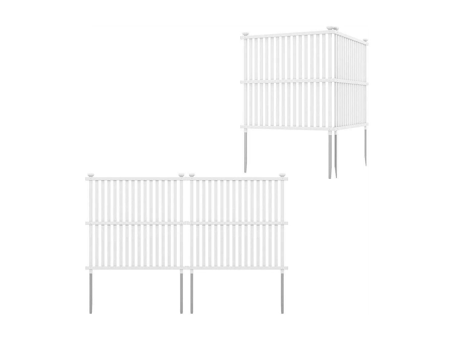 Clôture Privée Extérieure pour Climatiseur 113 x 114 cm, Panneaux de Clôture avec Piquets en Métal pour Poubelle et Equipement de Piscine pour Extérieur, Blanc