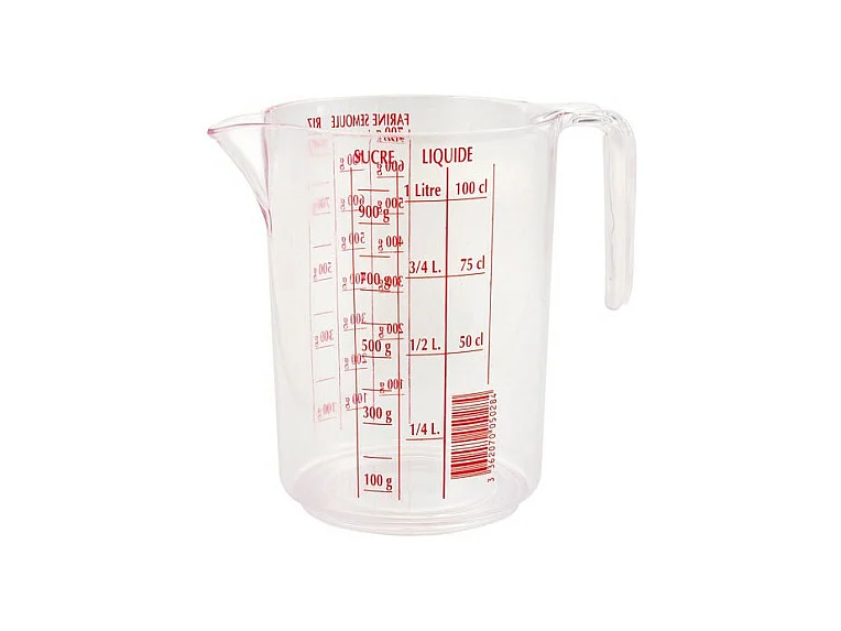 Pichet Doseur Gradué 1L Transparent EDA - Prise Facile