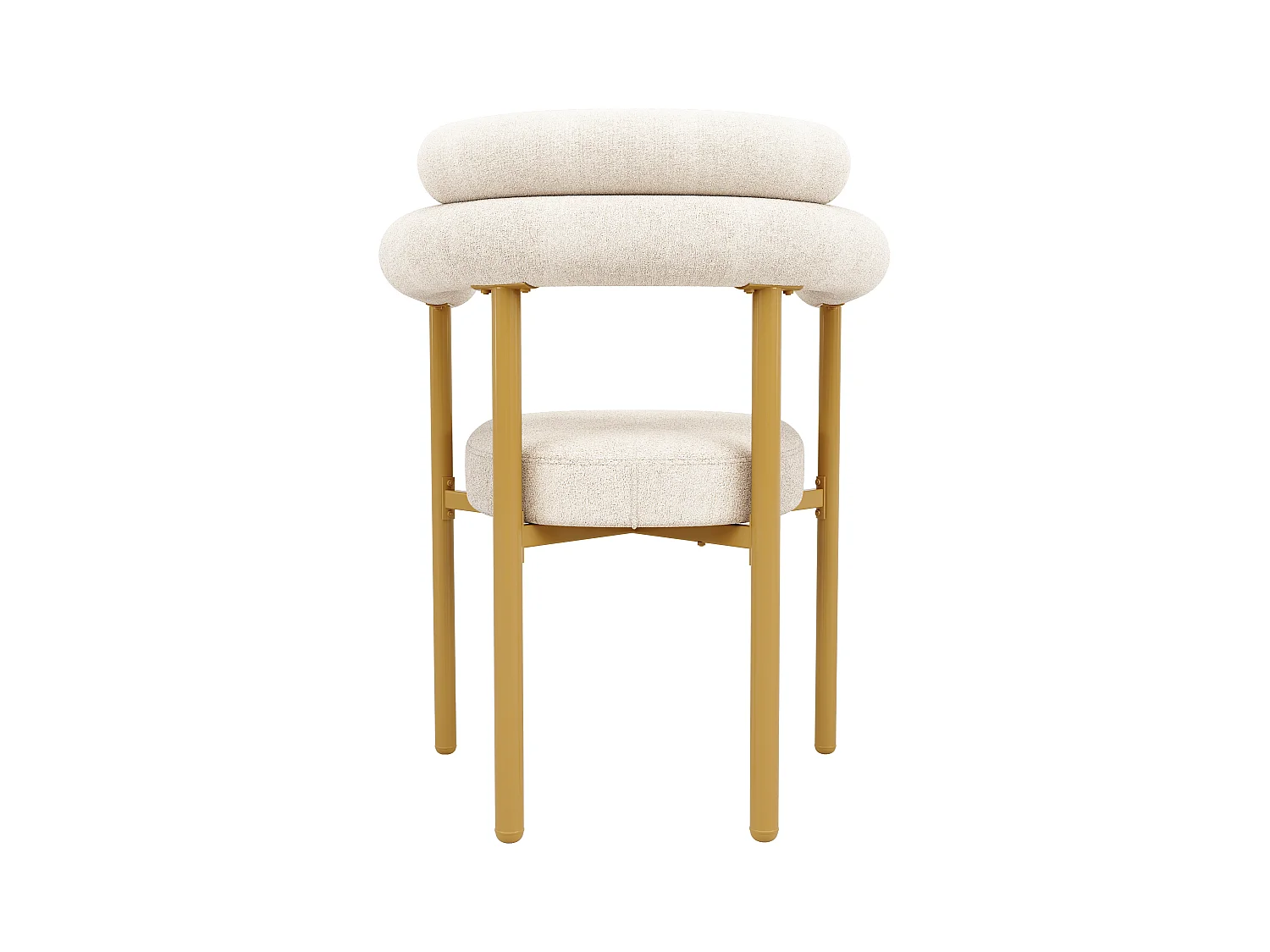 Table à manger et 4 chaises - plateau en MDF、Structure en métal et coussins en velours - Blanc & Doré