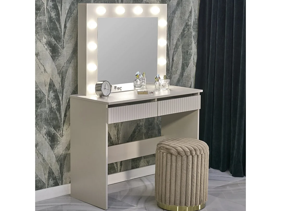 Tavolino da toilette beige STARS con cassetti e illuminazione a led