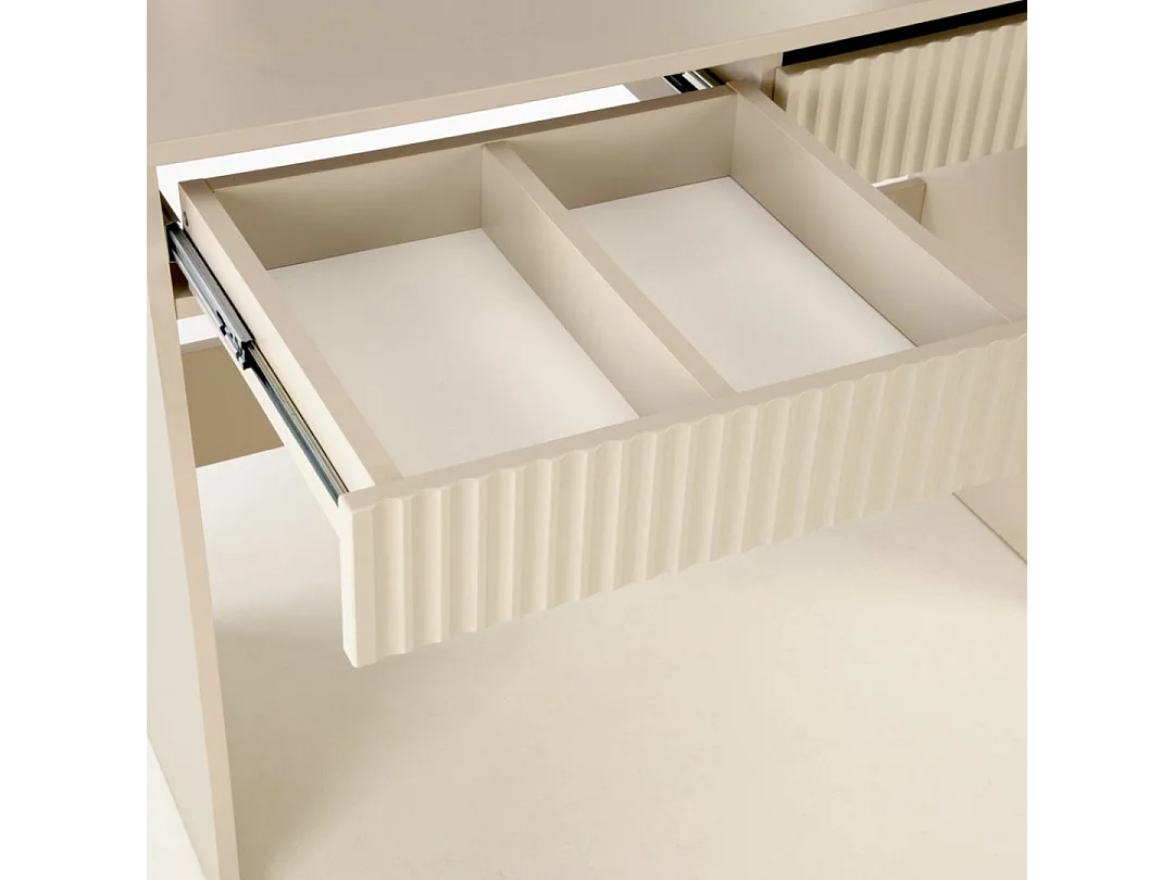 Tavolino da toilette beige STARS con cassetti e illuminazione a led