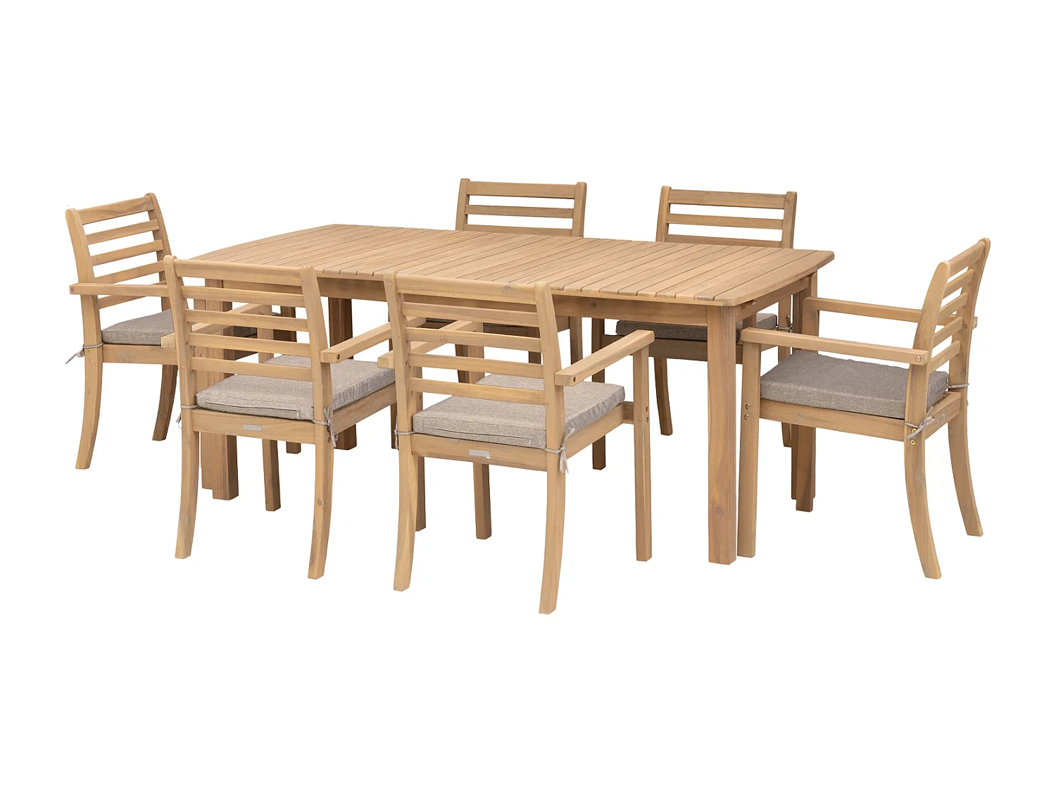 Salon de jardin extensible 180/240cm PADAR en acacia 8 places - coussins sable