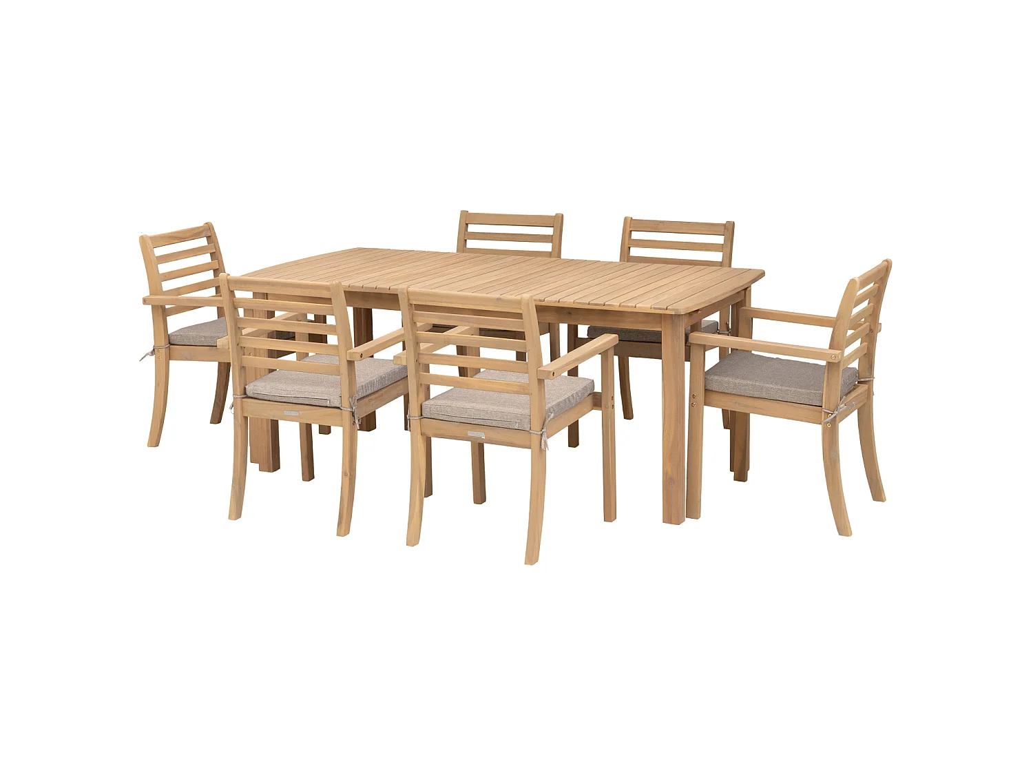 Salon de jardin extensible 180/240cm PADAR en acacia massif 8 places - coussins sable