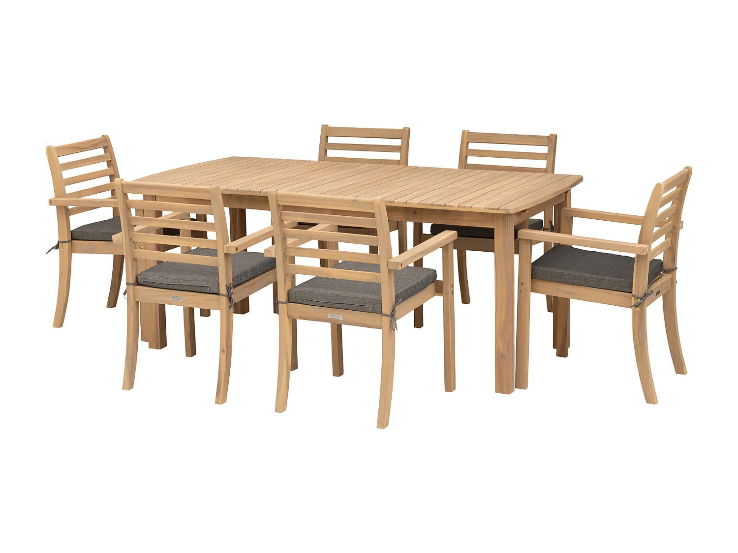 Set di mobili da giardino allungabili 180/240cm PADAR in legno di acacia 8 posti - cuscini grigi - HAPPY GARDEN