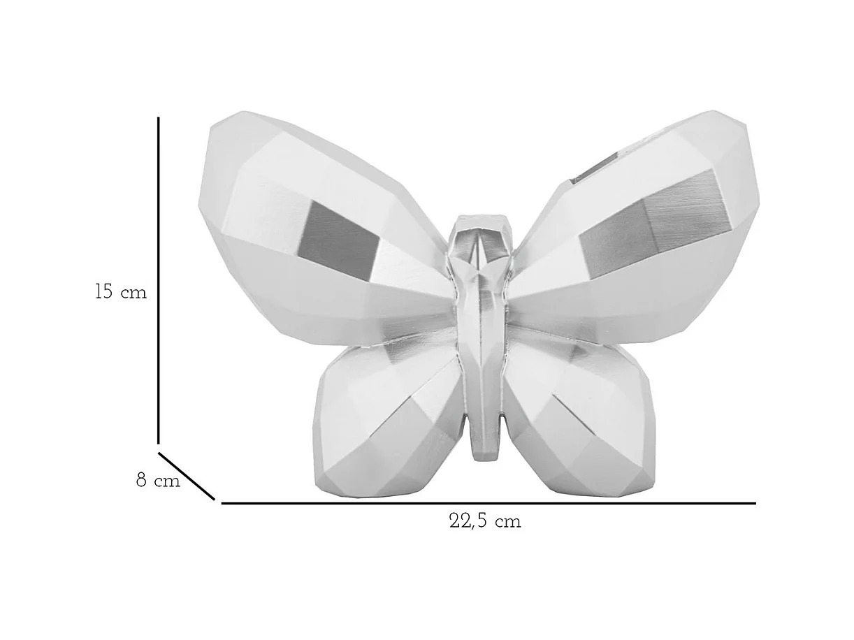 Vase Décoratif Papillon, Argent, 15x22,5x8 cm, Seven Design