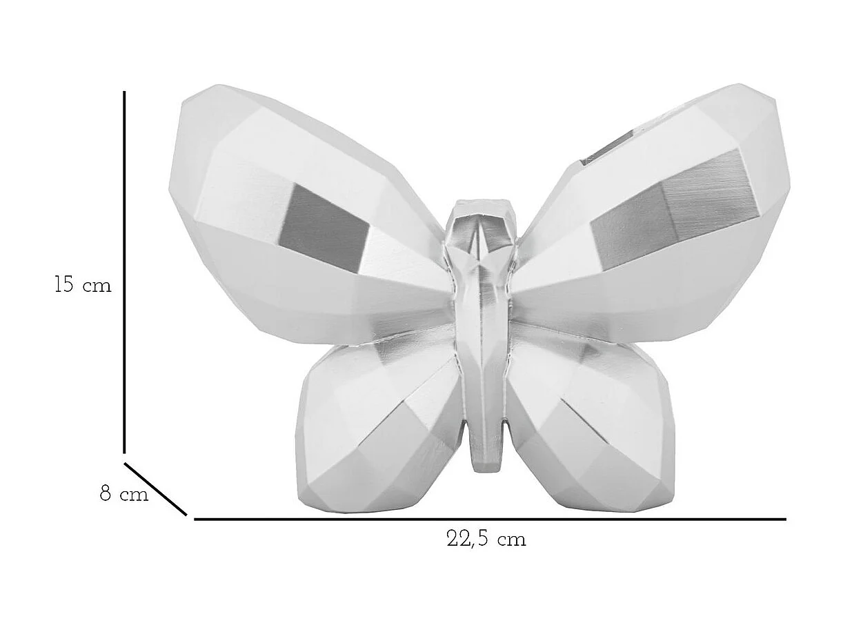 Vase Décoratif Papillon, Argent, 15x22,5x8 cm, Seven Design