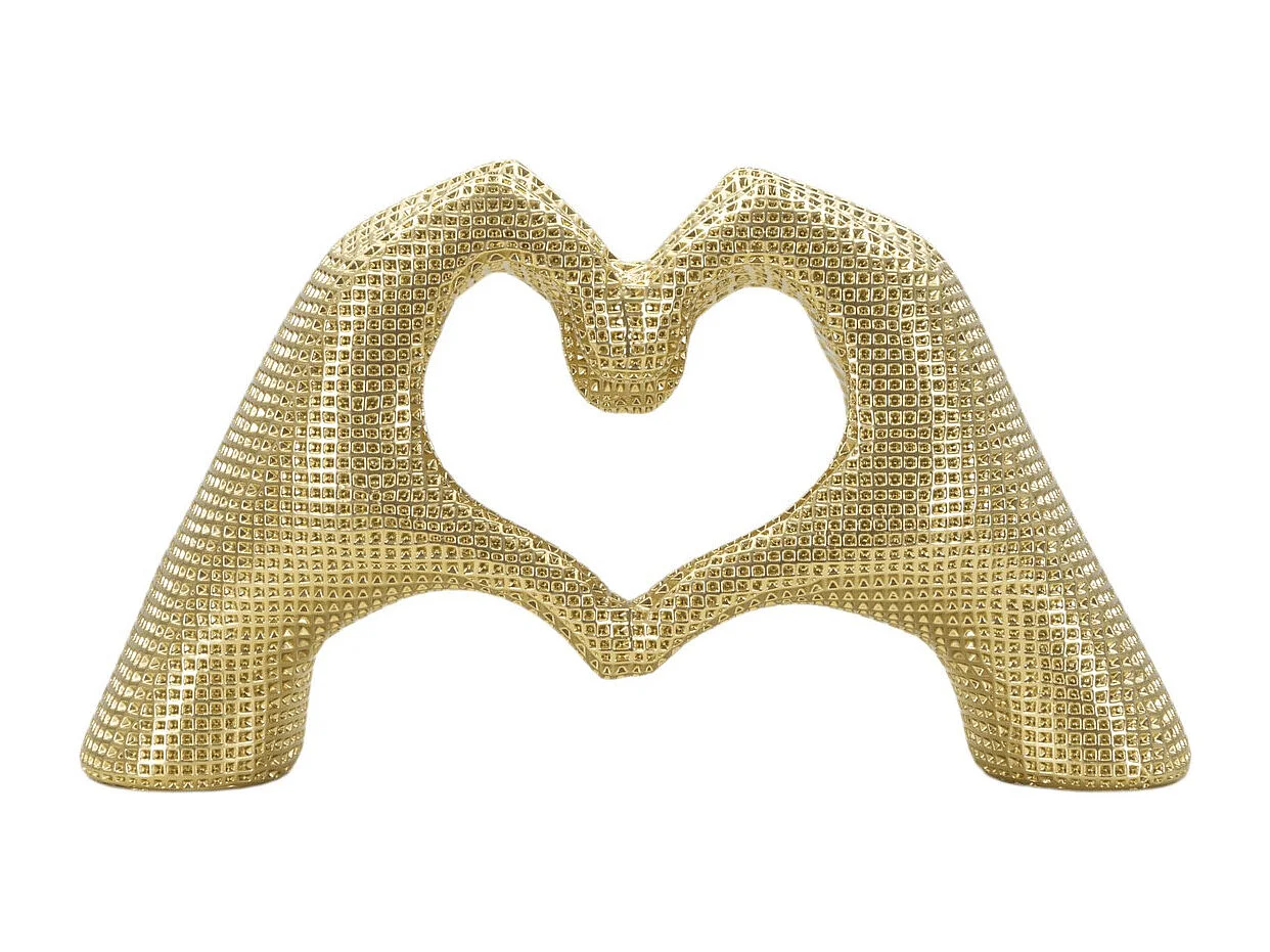 Escultura Mãos, Ouro, 13,5x25x7,5 cm, Seven Design