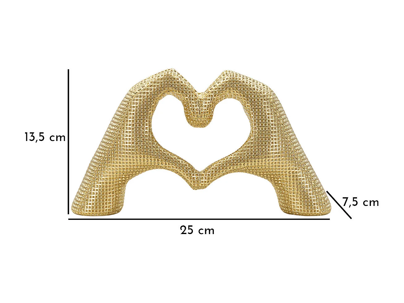 Escultura Mãos, Ouro, 13,5x25x7,5 cm, Seven Design