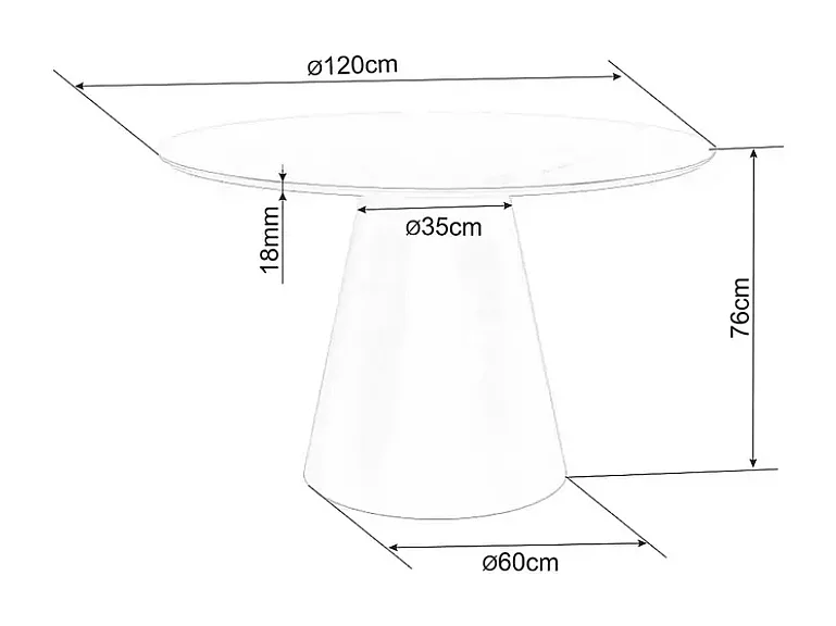 Table ronde 120 cm en céramique blanc brillant style marbre et pied bois SORIN