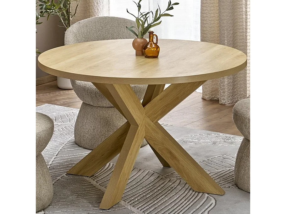 Mesa redonda de 105 cm en roble natural RAVI