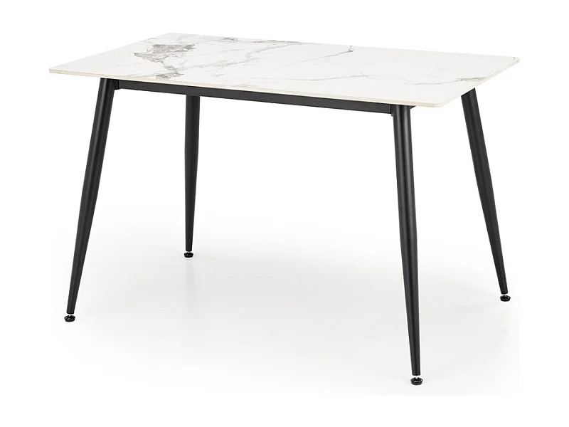 Table à manger rectangulaire 120 cm plateau en marbre blanc et pieds noir EMILIO