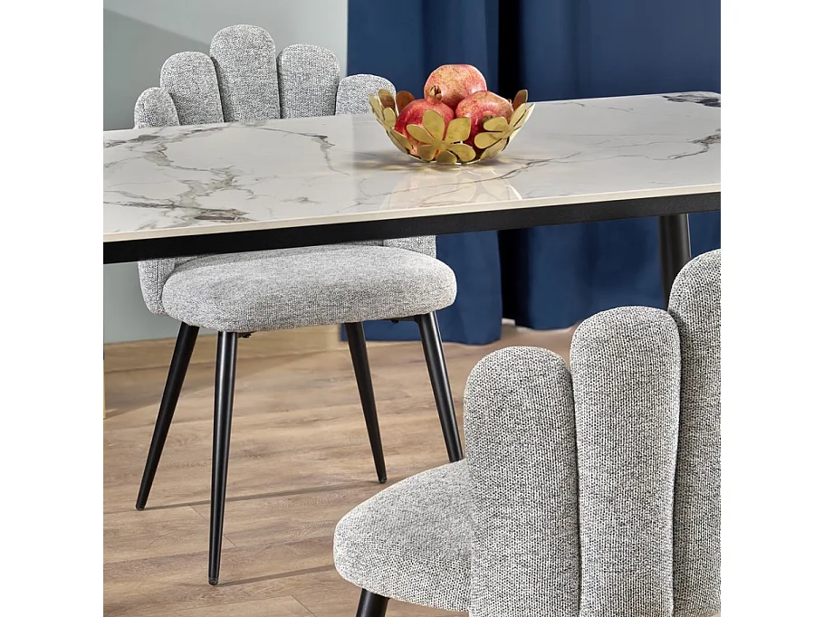 Table à manger rectangulaire 120 cm plateau en marbre blanc et pieds noir EMILIO