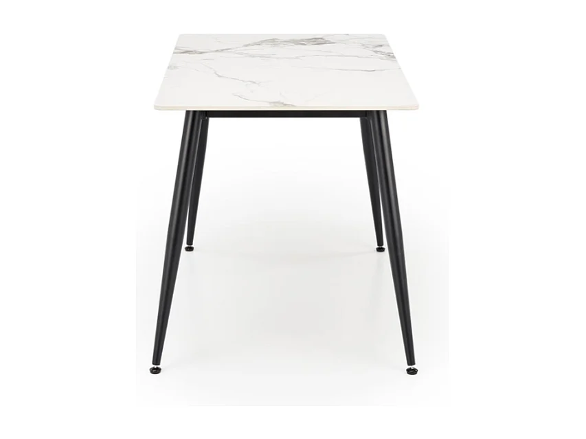 Table à manger rectangulaire 120 cm plateau en marbre blanc et pieds noir EMILIO