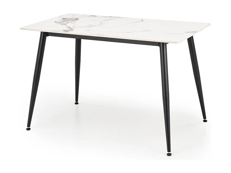 Tavolo da pranzo rettangolare EMILIO 120 cm con piano in marmo bianco e gambe nere