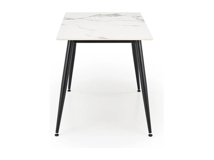 Tavolo da pranzo rettangolare EMILIO 120 cm con piano in marmo bianco e gambe nere
