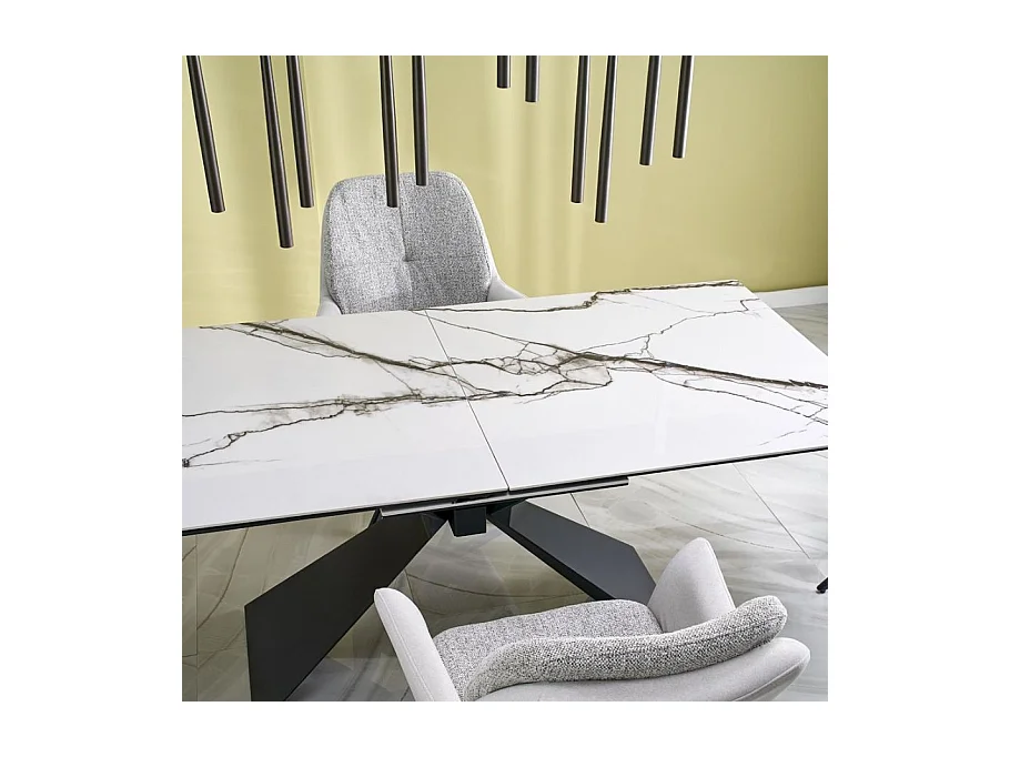 Table extensible en céramique aspect marbre blanc 180 - 230 cm Micka