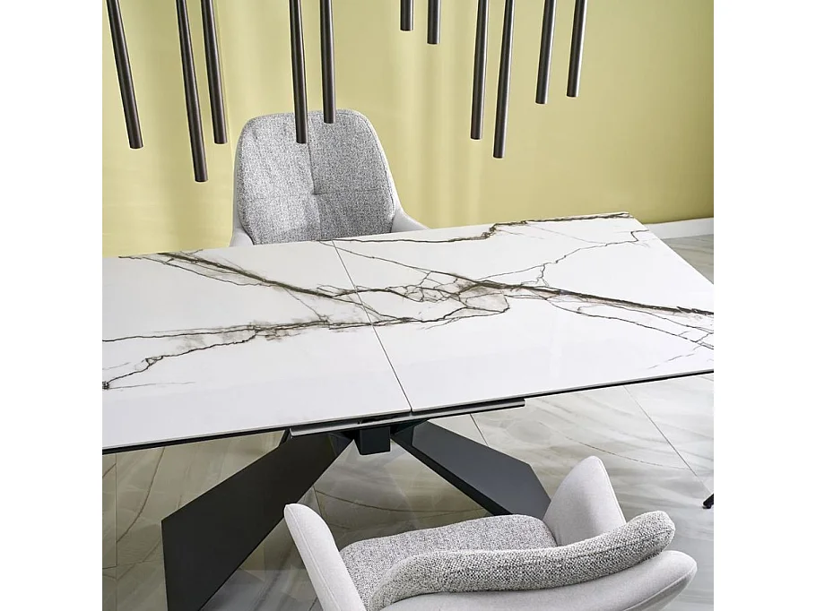 Table extensible en céramique aspect marbre blanc 180 - 230 cm Micka