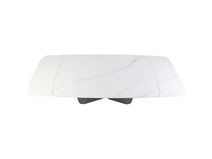 Table extensible 160 + 80cm, plateau céramique effet marbre blanc mat Urbain