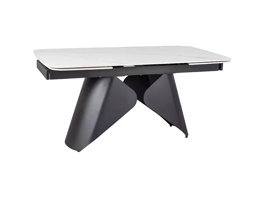 Tavolo allungabile 160 + 80 cm, piano in ceramica effetto marmo bianco opaco Urbain