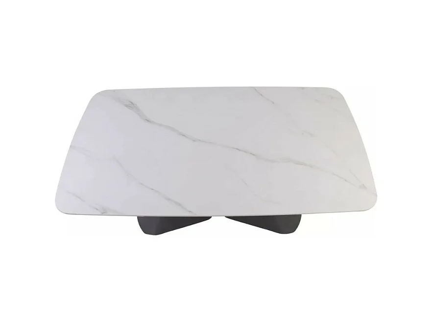 Tavolo allungabile 160 + 80 cm, piano in ceramica effetto marmo bianco opaco Urbain