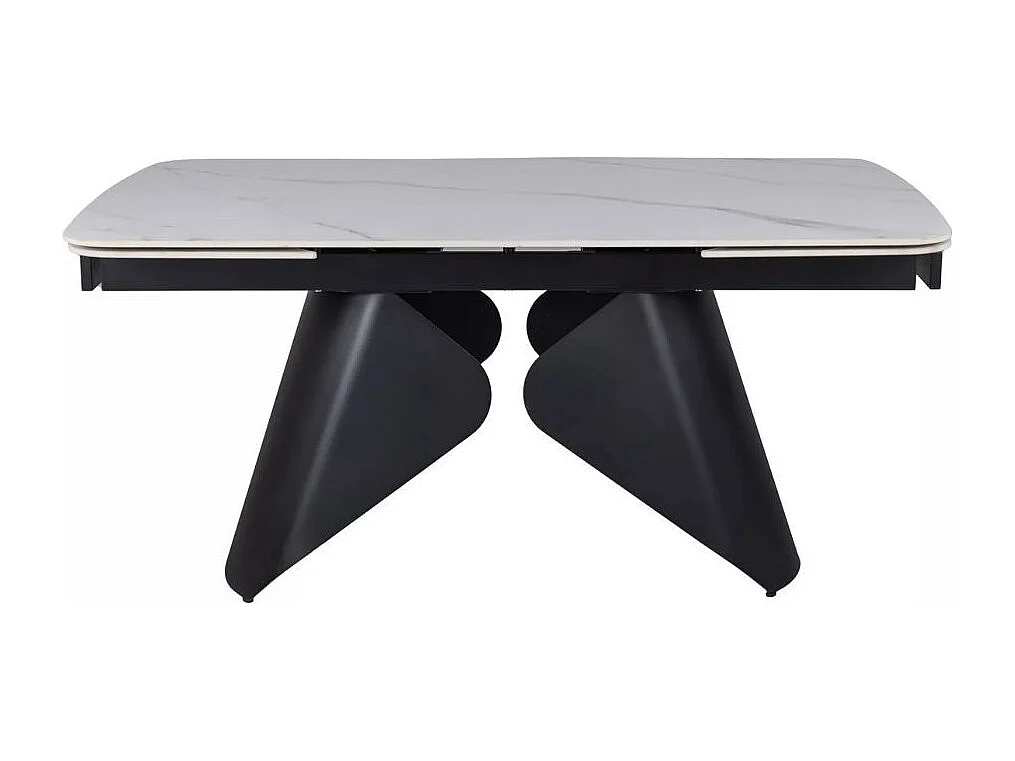 Mesa extensible 160 + 80cm, tablero cerámico efecto mármol blanco mate Urbain