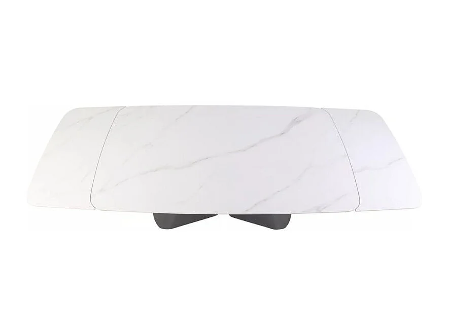 Mesa extensible 160 + 80cm, tablero cerámico efecto mármol blanco mate Urbain