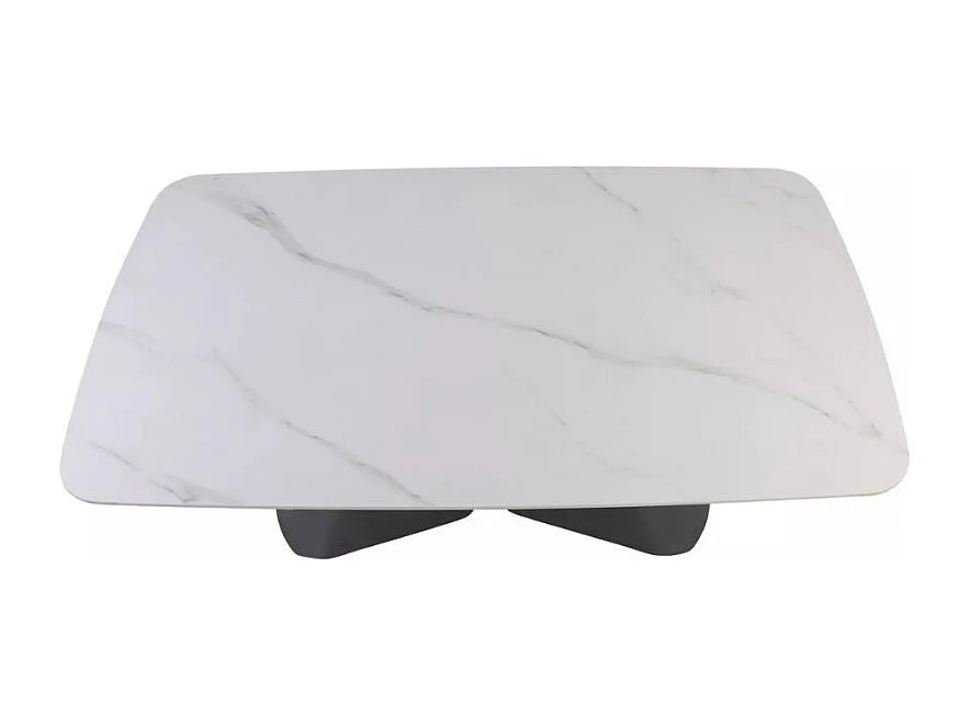 Mesa extensible 160 + 80cm, tablero cerámico efecto mármol blanco mate Urbain