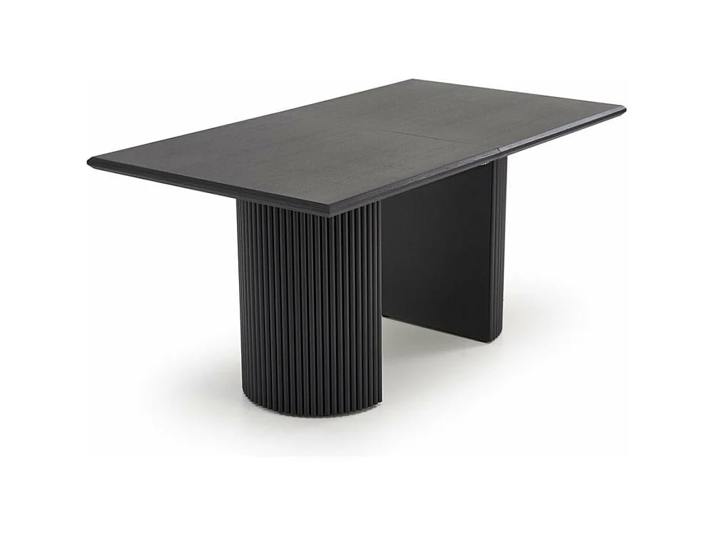 Mesa de diseño extensible negra con tablero chapado en roble 160-250 cm MISTY
