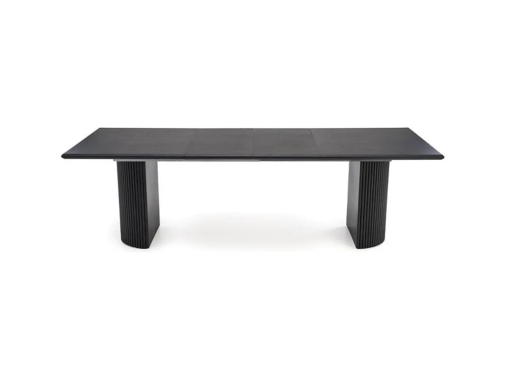 Mesa de diseño extensible negra con tablero chapado en roble 160-250 cm MISTY