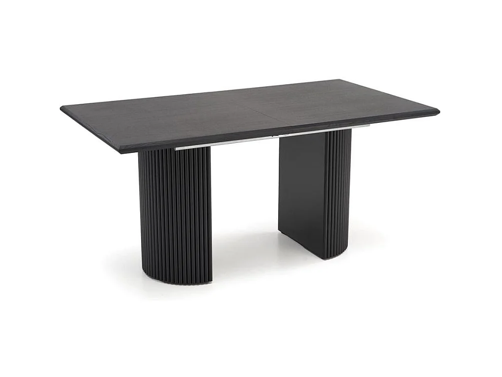 Mesa de diseño extensible negra con tablero chapado en roble 160-250 cm MISTY